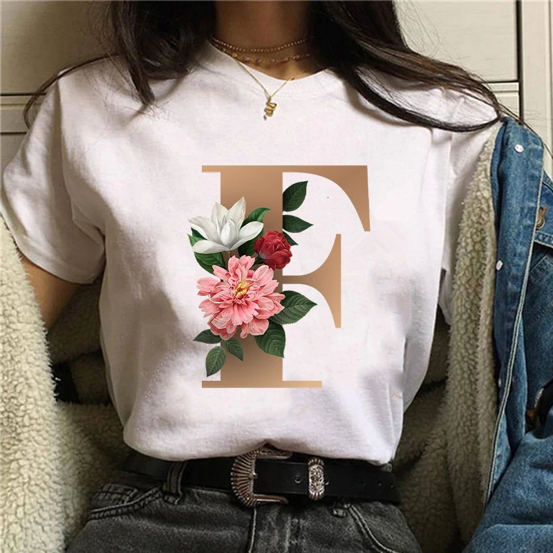 Custom Name Letter Combination Women's High Quality Printing T-shirt Flower Letter Font A B C D E F G Short Sleeve Clothes
Custom Name Letter Combination Women's High Quality Printing T-shirt Flower Letter Font A B C D E F G Short Sleeve Clothes