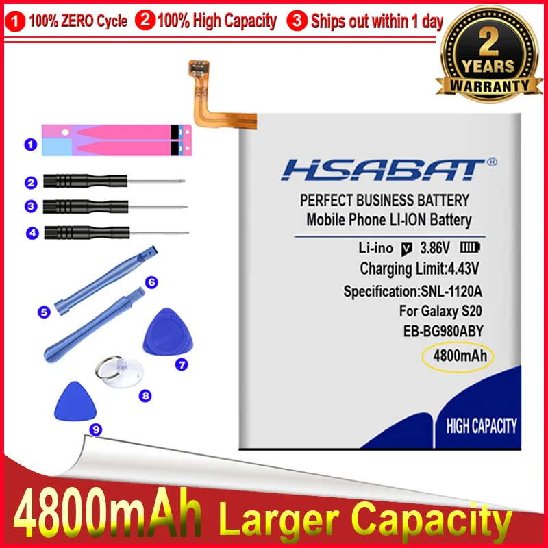 HSABAT 0 цикл 4800mAh EB-BG980ABY батарея для Samsung Galaxy S20 высокое качество Мобильный телефон
