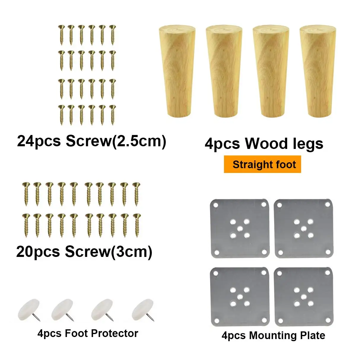 4Pcs Wooden Sofa Legs Straight Solid Oak Feet with Metal Plates Coffee Table Cabinet Bed Furniture Level Feet Replacement
4Pcs Wooden Sofa Legs Straight Solid Oak Feet with Metal Plates Coffee Table Cabinet Bed Furniture Level Feet Replacement