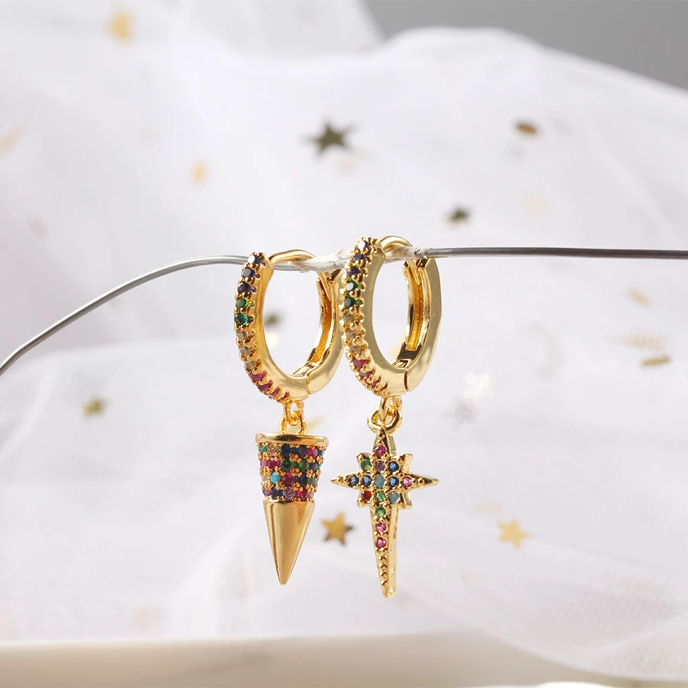 Fashion Color Zircon Earrings Star Awl Earring Pendant Gold Delicate Inlaid Jewelry Ladies Girls Fashion Gift Accessories
Fashion Color Zircon Earrings Star Awl Earring Pendant Gold Delicate Inlaid Jewelry Ladies Girls Fashion Gift Accessories