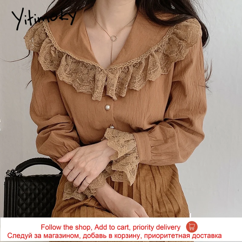 Yitimoky Button Up Blouse Women Tops Open Stitch White Lace Casual Shirts Flare Sleeve Flare Sleeve Straight 2021 Spring New
Yitimoky Button Up Blouse Women Tops Open Stitch White Lace Casual Shirts Flare Sleeve Flare Sleeve Straight 2021 Spring New