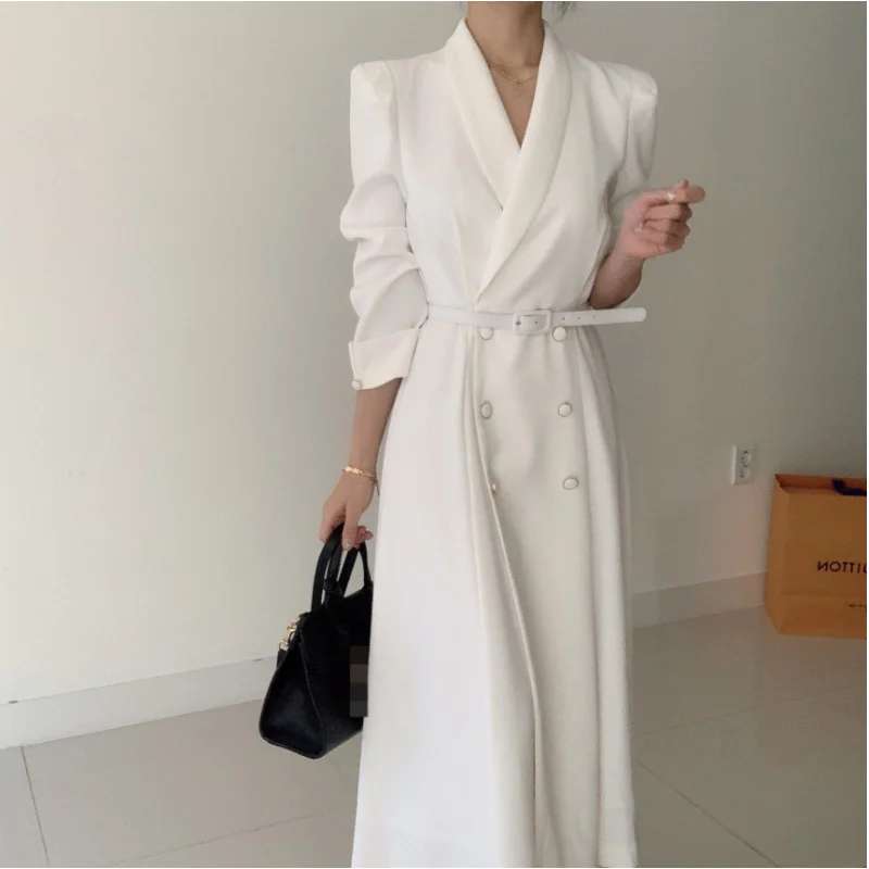 Spring Elegant Windbreaker Women's White Maxi Dress Korean Clothing Femme Robe Slim Suit Collar Double-Breasted Coat With Belt
Spring Elegant Windbreaker Women's White Maxi Dress Korean Clothing Femme Robe Slim Suit Collar Double-Breasted Coat With Belt