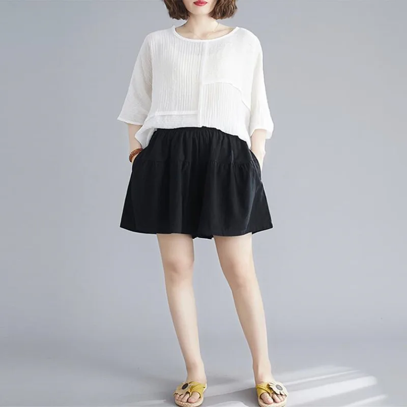 Summer Shorts Women Elastic Waist Plus Size Casual Shorts Fashion Vintage Solid Shorts Skirts J102
Summer Shorts Women Elastic Waist Plus Size Casual Shorts Fashion Vintage Solid Shorts Skirts J102