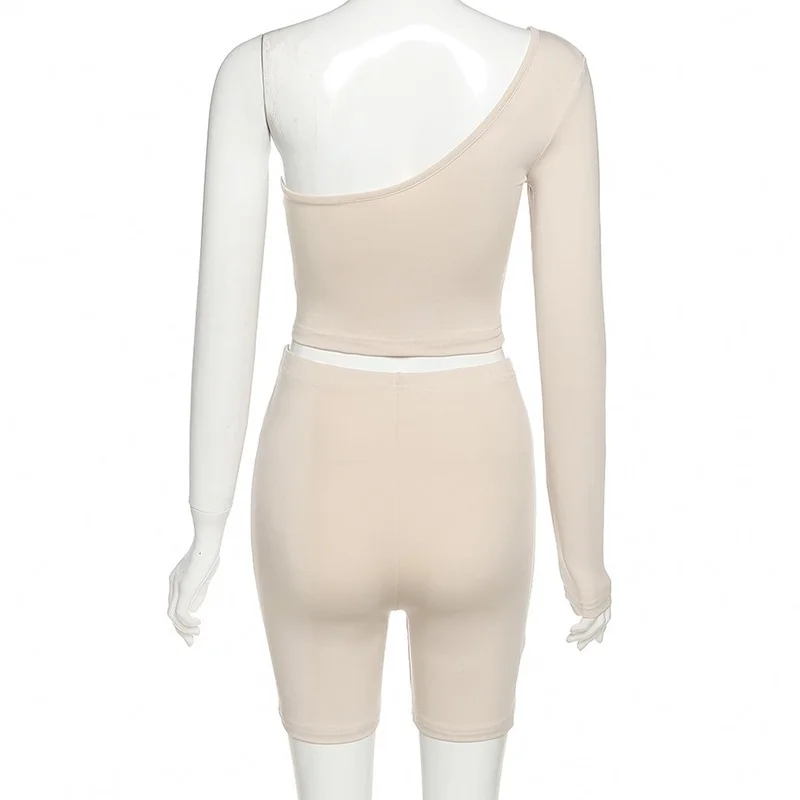 Solid Asymmetrical Two Piece Sets Women Tracksuit Crop Tops+Elastic Bike Shorts Sporty Matching Suits Casual Female Outfit
Solid Asymmetrical Two Piece Sets Women Tracksuit Crop Tops+Elastic Bike Shorts Sporty Matching Suits Casual Female Outfit
