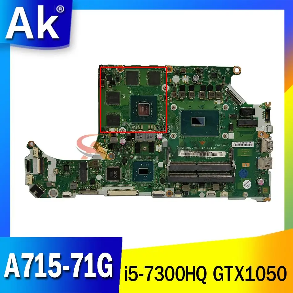 

NB.Q2Q11.003 NBQ2Q11003 Laptop DDR4 Motherboard C5MMH / C7MMH LA-E911P w/ i5-7300HQ & GTX1050 For Acer A715-71G Laptops