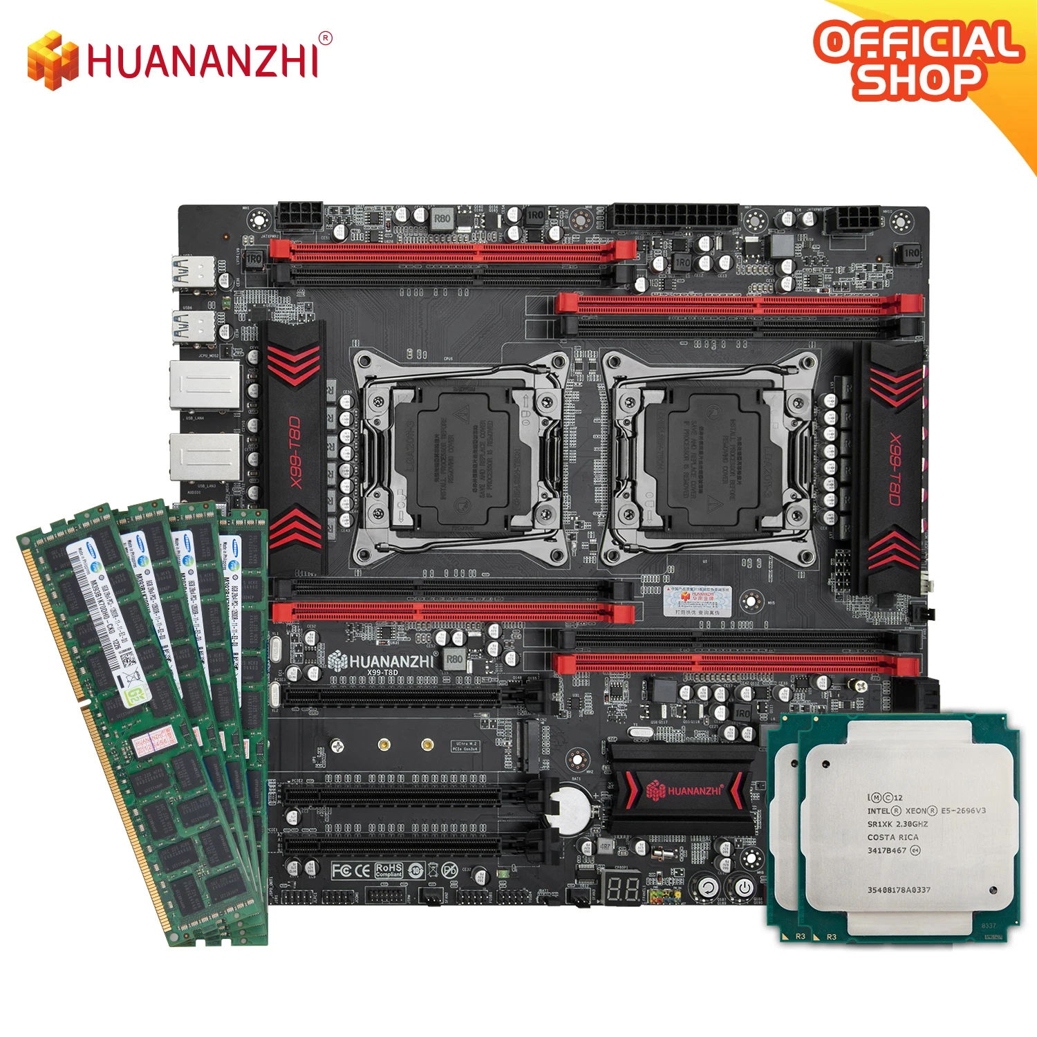 HUANANZHI X99 T8D X99 Motherboard Intel Dual with Intel XEON E5 2696 V3*2 with 4*8GB DDR3 RECC memory combo kit set NVME NGFF
HUANANZHI X99 T8D X99 Motherboard Intel Dual with Intel XEON E5 2696 V3*2 with 4*8GB DDR3 RECC memory combo kit set NVME NGFF