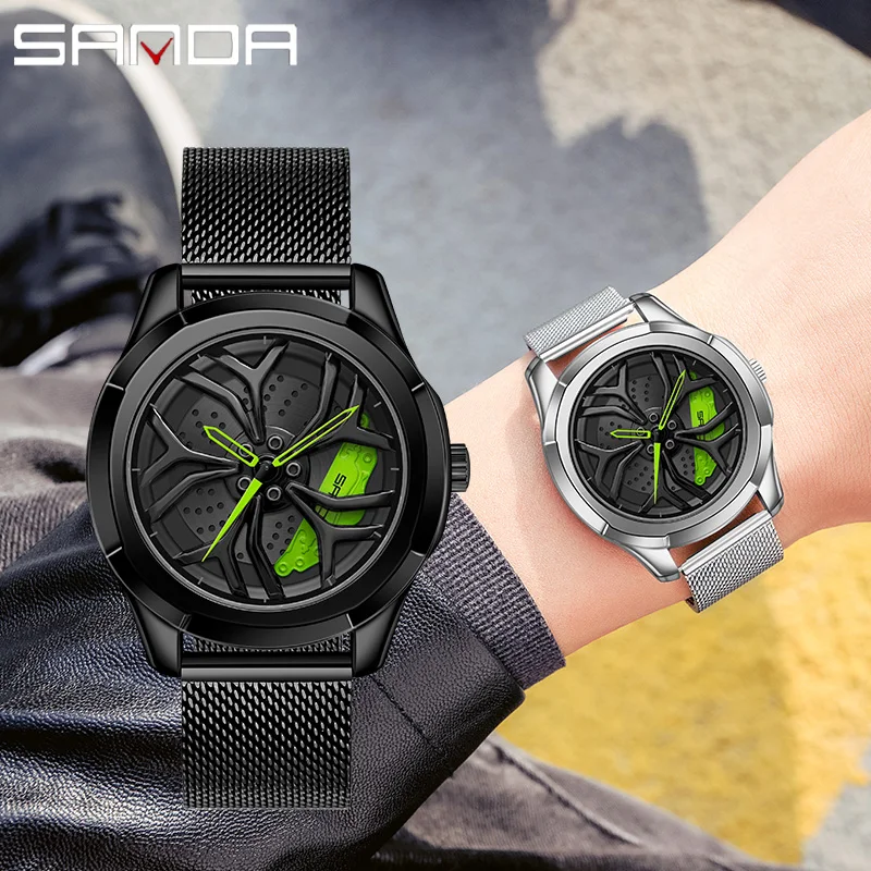 SANDA Men Wheel Rim Hub Watch Stainless Steel Mesh Belt Sport Car Men Watches Waterproof Creative Mesh belt Clock montre homme
SANDA Men Wheel Rim Hub Watch Stainless Steel Mesh Belt Sport Car Men Watches Waterproof Creative Mesh belt Clock montre homme