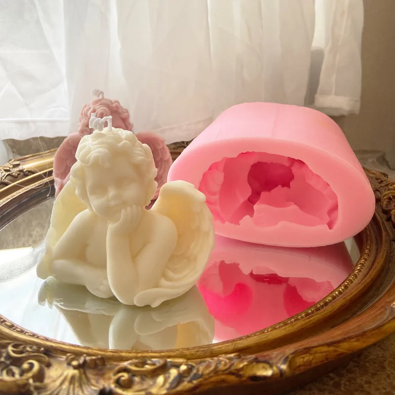 

Handmade Aromatherapy Candle Molds 3D Little Baby Angel Candle Homemade Decoration Gypsum Cake Baking Silicone Mold