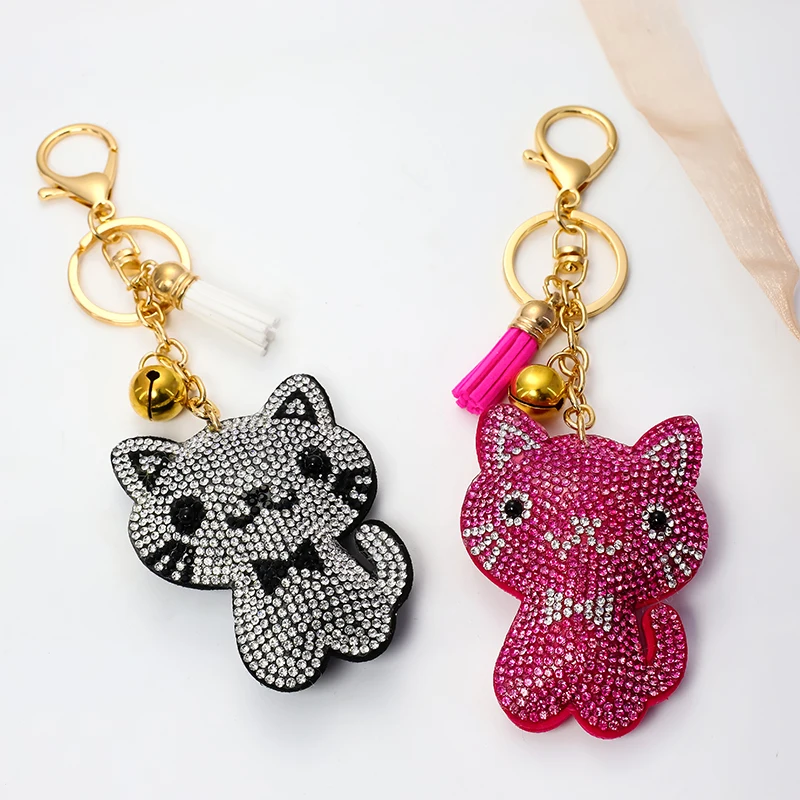 Cute animal key chain Cartoon rhinestones Cat 8CM multi-color pompon pendant Ladies bag Accessories Children gift keychain
Cute animal key chain Cartoon rhinestones Cat 8CM multi-color pompon pendant Ladies bag Accessories Children gift keychain