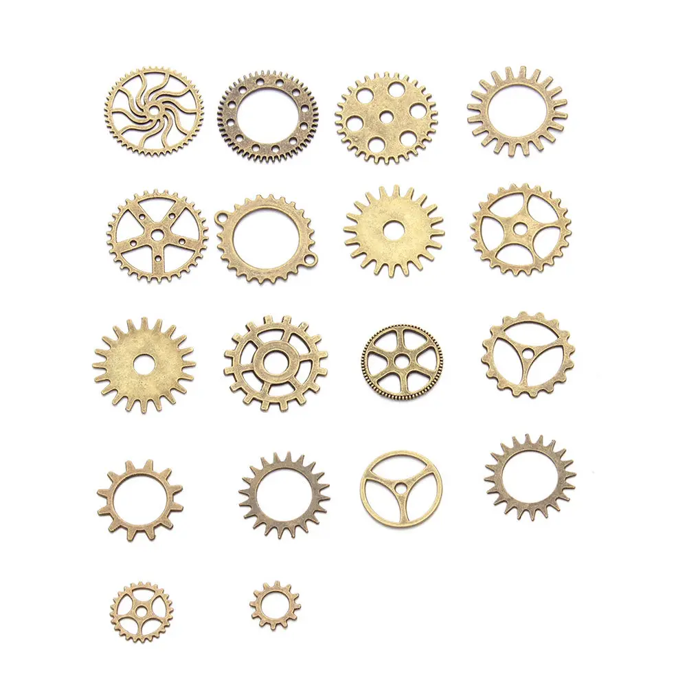 100g/lot Mixed Vintage Plated Steampunk Wheel Gear Silver Charms Pendant Fit Bracelets Necklace DIY Metal Jewelry Making
100g/lot Mixed Vintage Plated Steampunk Wheel Gear Silver Charms Pendant Fit Bracelets Necklace DIY Metal Jewelry Making