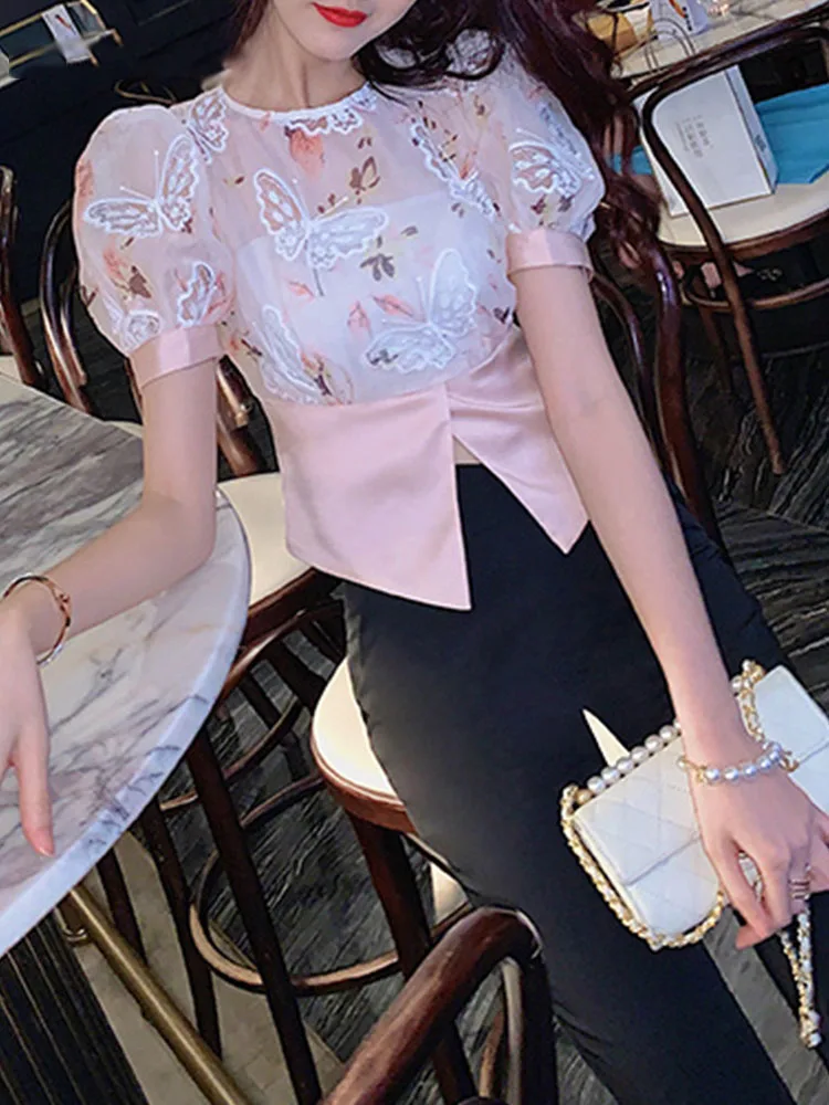 Eugen yarn embroidery butterfly pattern stitching women's summer perspective sexy shirt ladies summer irregular top shirt XL
Eugen yarn embroidery butterfly pattern stitching women's summer perspective sexy shirt ladies summer irregular top shirt XL