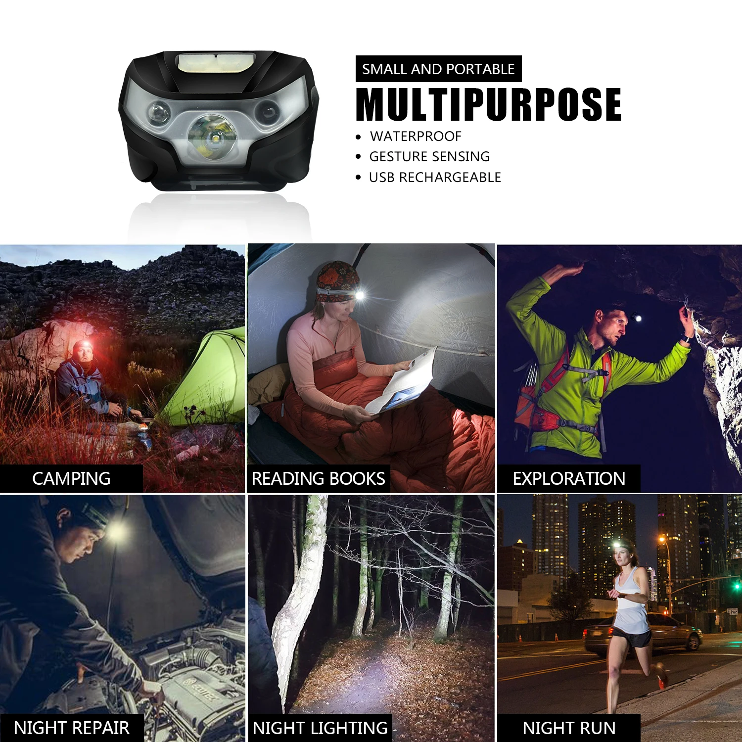 Mini Rechargeable LED Headlamp Gesture Sensing USB-Charging Headlight Super Bright 3 Modes Camping Running Fishing Flashlight
Mini Rechargeable LED Headlamp Gesture Sensing USB-Charging Headlight Super Bright 3 Modes Camping Running Fishing Flashlight