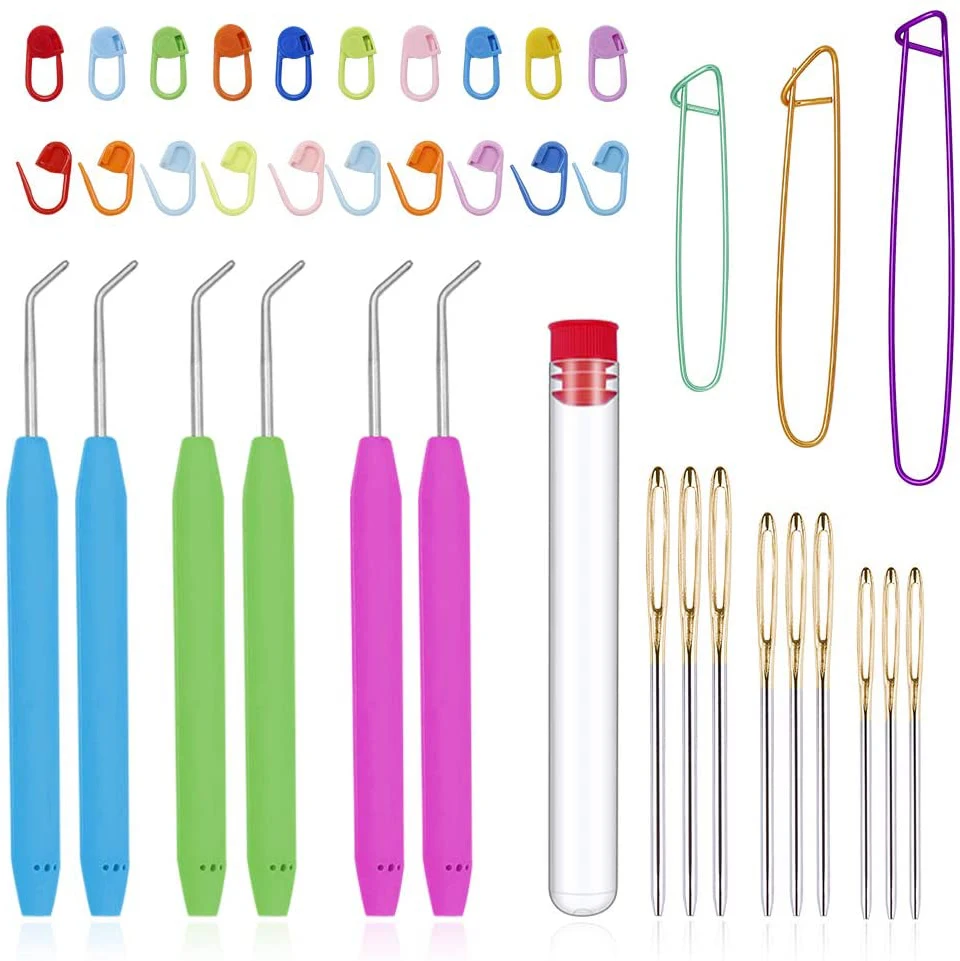 MIUSIE Loom Needle, Loom Hook Set, Colorful Knitting Loom Hook, Large-Eye Sewing Needles, Yarn Stitch Holders
MIUSIE Loom Needle, Loom Hook Set, Colorful Knitting Loom Hook, Large-Eye Sewing Needles, Yarn Stitch Holders