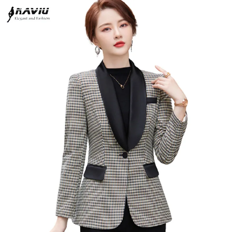 Naviu New Fashion 2021 Autumn Winter Small Plaid Patchwork Blazer For Women Elegant Office Tops High Quality Jacket
Naviu New Fashion 2021 Autumn Winter Small Plaid Patchwork Blazer For Women Elegant Office Tops High Quality Jacket