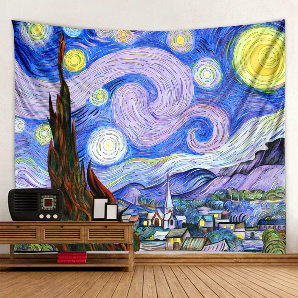 Star Moon Night Van Gogh Painting Printed Living Room Decoration Wall Hanging Tapestry Yoga Mat Rug Home Decor Art 230X180cm
Star Moon Night Van Gogh Painting Printed Living Room Decoration Wall Hanging Tapestry Yoga Mat Rug Home Decor Art 230X180cm