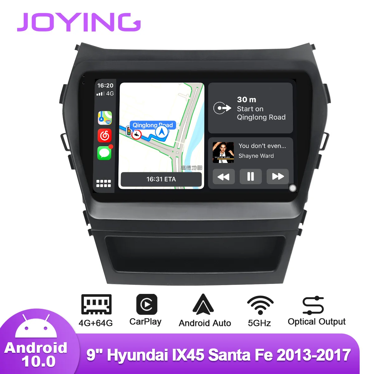 Автомобильное радио Joying 9 дюймов Android 10 для Hyundai IX45 Senta Fe 2013 2017 DSP Carplay GPS SPDIF сабвуфер