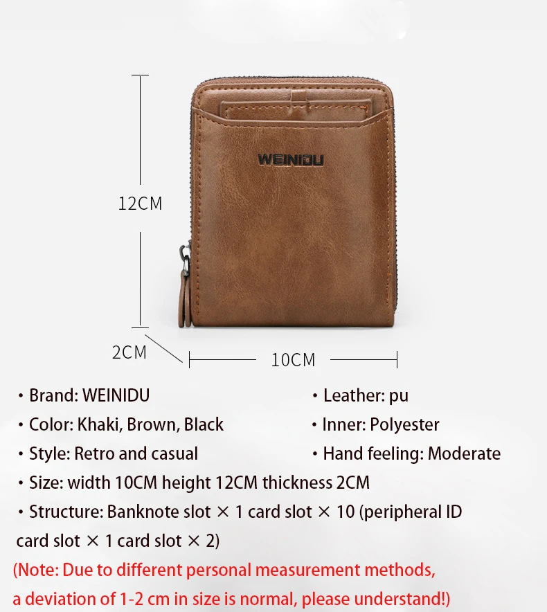 WEINIDU Men's RFID Blocking Wallet Leather Wallet Zipper Business Credit Card Storage Bag Coin Purse
WEINIDU Men's RFID Blocking Wallet Leather Wallet Zipper Business Credit Card Storage Bag Coin Purse