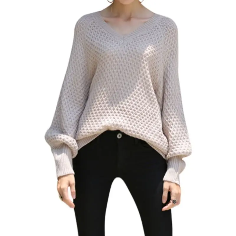 Women Lantern Sleeve Solid Sweater V-Neck Waffle Knit Loose Jumper Tunic Tops F42F
Women Lantern Sleeve Solid Sweater V-Neck Waffle Knit Loose Jumper Tunic Tops F42F