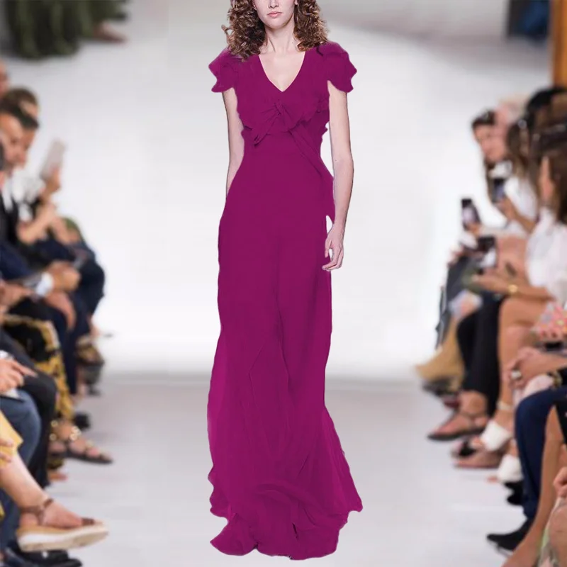 2021 Summer Runway New Sexy V-Neck Bow Tie Party Slim Temperament Mopping Floor Chiffon Dress High Quality Women'S Clothing
2021 Summer Runway New Sexy V-Neck Bow Tie Party Slim Temperament Mopping Floor Chiffon Dress High Quality Women'S Clothing