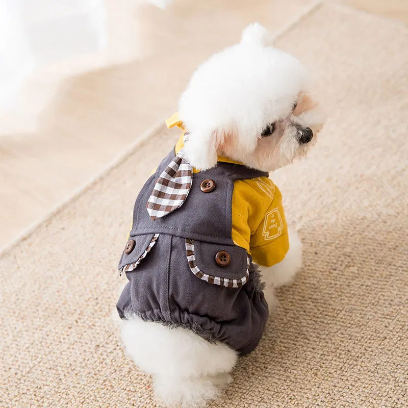 Pure Cotton Pet Jumpsuit Dog Clothes Winter Warm Thicken Cotton-padded Coat Cat Clothes for Small Dogs Splicing Pet Overalls 
Pure Cotton Pet Jumpsuit Dog Clothes Winter Warm Thicken Cotton-padded Coat Cat Clothes for Small Dogs Splicing Pet Overalls