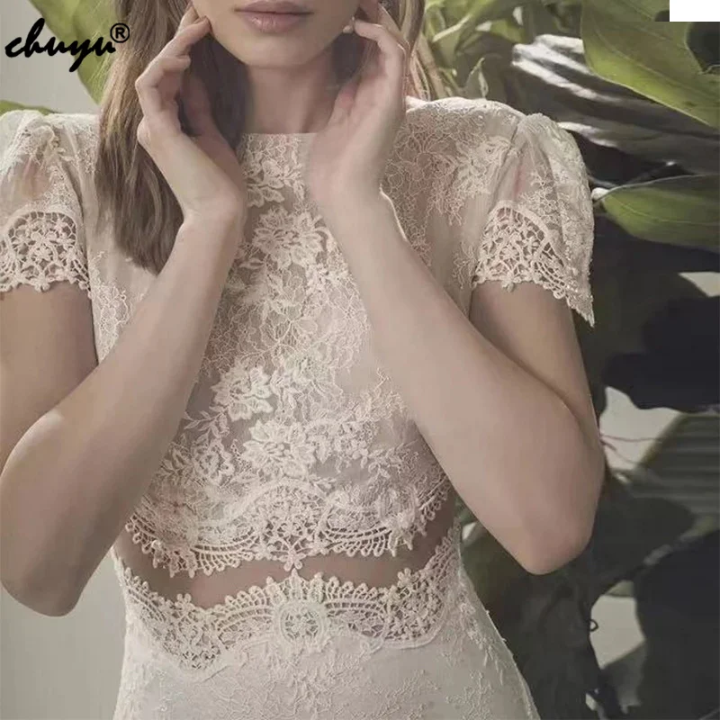 Jasmine Vintage Ivory Two Pieces Lace A-line Appliqued Weeding Dress Summer Backless Boat Neck Formal Occasion
Jasmine Vintage Ivory Two Pieces Lace A-line Appliqued Weeding Dress Summer Backless Boat Neck Formal Occasion
