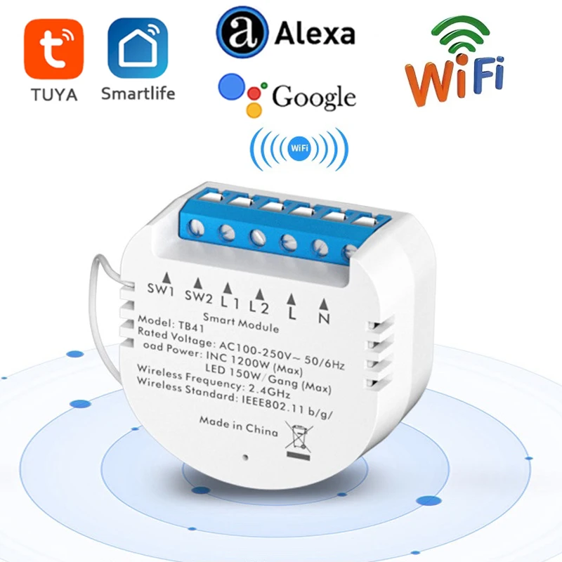 Tuya умный Wifi светильник, модуль переключателя, нейтральный + огнеупорный провод, 2-полосное реле питания, DIY умный домашний переключатель, раб...
Tuya умный Wifi светильник, модуль переключателя, нейтральный + огнеупорный провод, 2-полосное реле питания, DIY умный домашний переключатель, раб...
