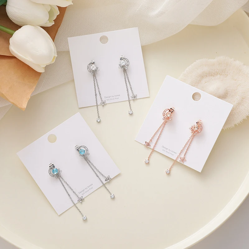 2020 New Fashion Zircon Moon Tassel Dangle Earrings For Women Girls Temperament Flash Shiny Crystal Elegant Long Earrings
2020 New Fashion Zircon Moon Tassel Dangle Earrings For Women Girls Temperament Flash Shiny Crystal Elegant Long Earrings