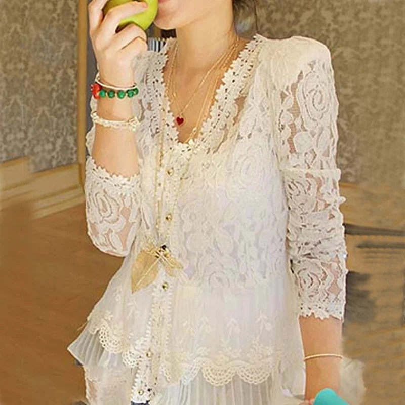 New Women Blouses White Lace Shirt Blusas Femininas Crochet Floral Shirt Long Sleeve Out Clothing Chiffon Blouses T Shirt Tops
New Women Blouses White Lace Shirt Blusas Femininas Crochet Floral Shirt Long Sleeve Out Clothing Chiffon Blouses T Shirt Tops