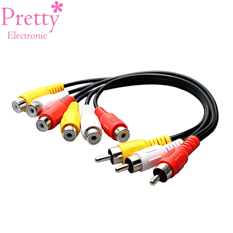 3RCA Штекерный разъем на 6RCA кабели женский сплиттер Аудио Видео высокое качество AV