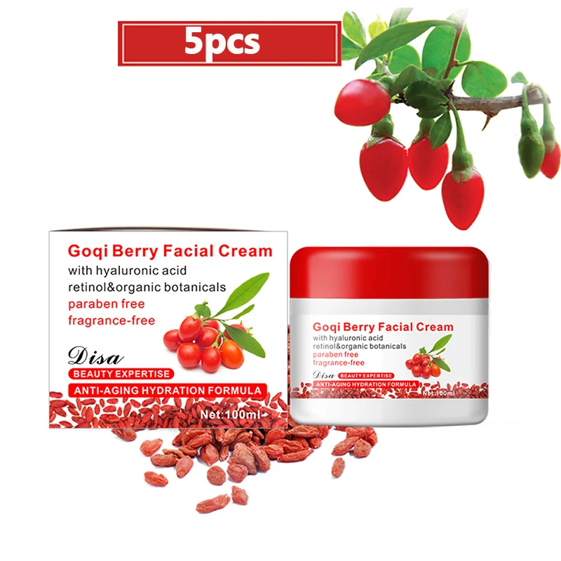 5pcs Free Shipping Goji Facial Cream With Hyaluronic Acid Paraben Fragrance Face Anti-aging Anti Wrinkle Remove Spots - купить по