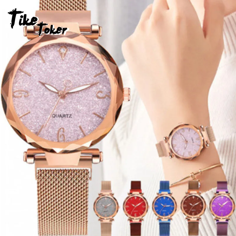 Tike Toker Rose Gold Women Watch 2021 Top Brand Luxury Magnetic Starry Sky Lady Wristwatch Magnet mesh str Mesh Female Clock For
Tike Toker Rose Gold Women Watch 2021 Top Brand Luxury Magnetic Starry Sky Lady Wristwatch Magnet mesh str Mesh Female Clock For
