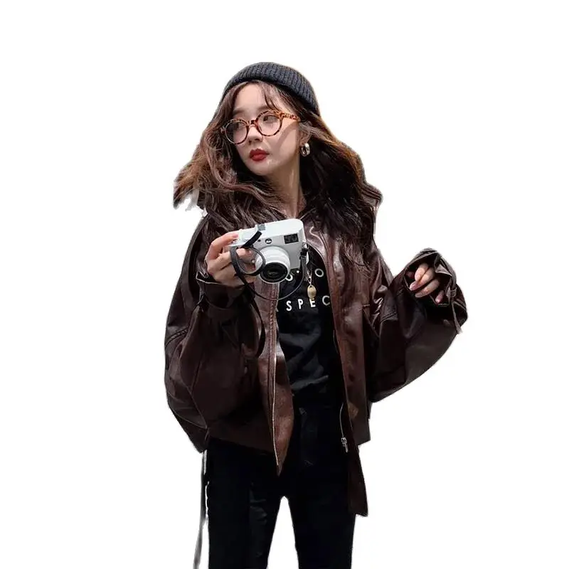 Fashion Leather Jacket Women 2021 New Spring And Autumn Short Korean Loose Casual Motorcycle Wear PUpu Leather Jacket Trendy
Fashion Leather Jacket Women 2021 New Spring And Autumn Short Korean Loose Casual Motorcycle Wear PUpu Leather Jacket Trendy