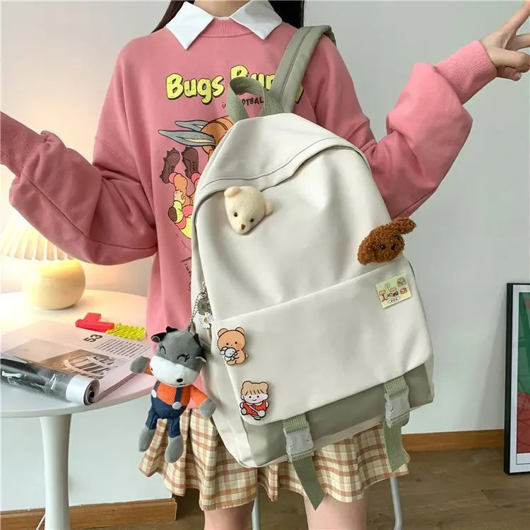 College style casual sweet lovely girl student schoolbag simple small fresh contrast color backpack
College style casual sweet lovely girl student schoolbag simple small fresh contrast color backpack