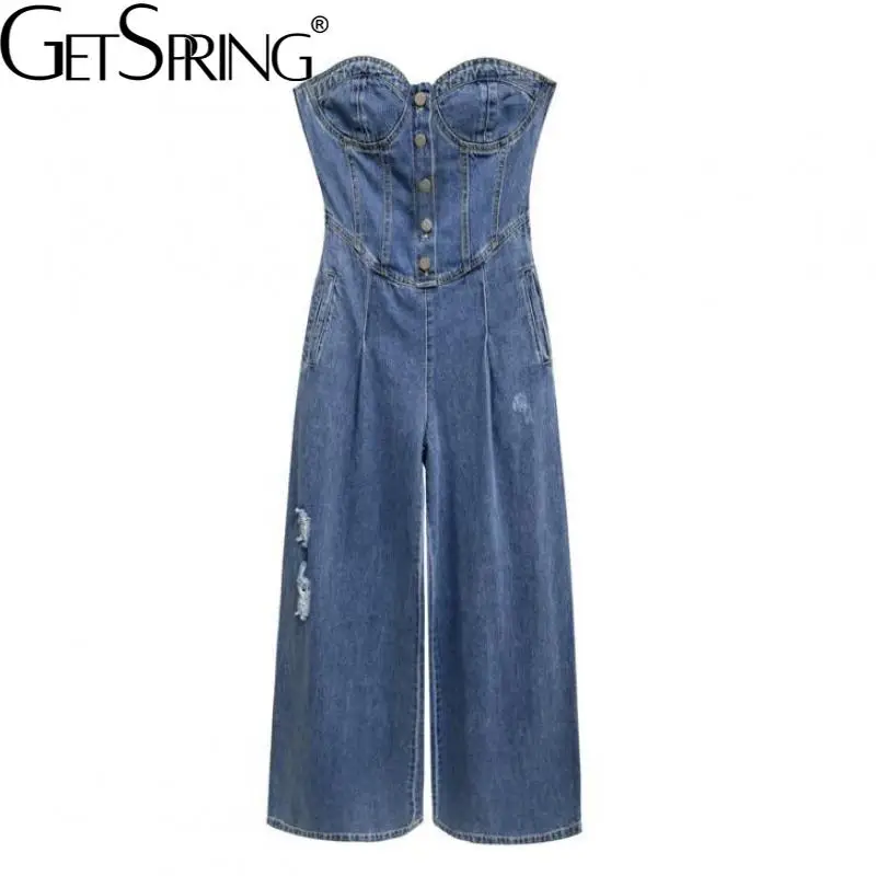 Getspring Women Jumpsuit Sleeveless Off Shoulder Denim Rompers Womens Jumpsuit Hole Vintage Sexy Long Jeans Jumpsuit 2022 New
Getspring Women Jumpsuit Sleeveless Off Shoulder Denim Rompers Womens Jumpsuit Hole Vintage Sexy Long Jeans Jumpsuit 2022 New