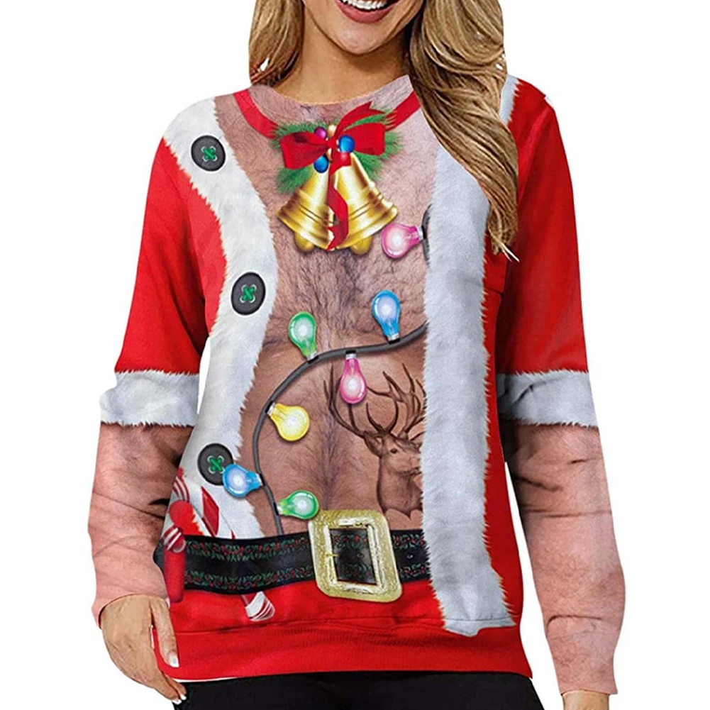 Winter Plus Velvet Warm Sweater Christmas Spoof Pattern Funny Chestless Round Neck Pullover Men And Women Flannel Top
Winter Plus Velvet Warm Sweater Christmas Spoof Pattern Funny Chestless Round Neck Pullover Men And Women Flannel Top