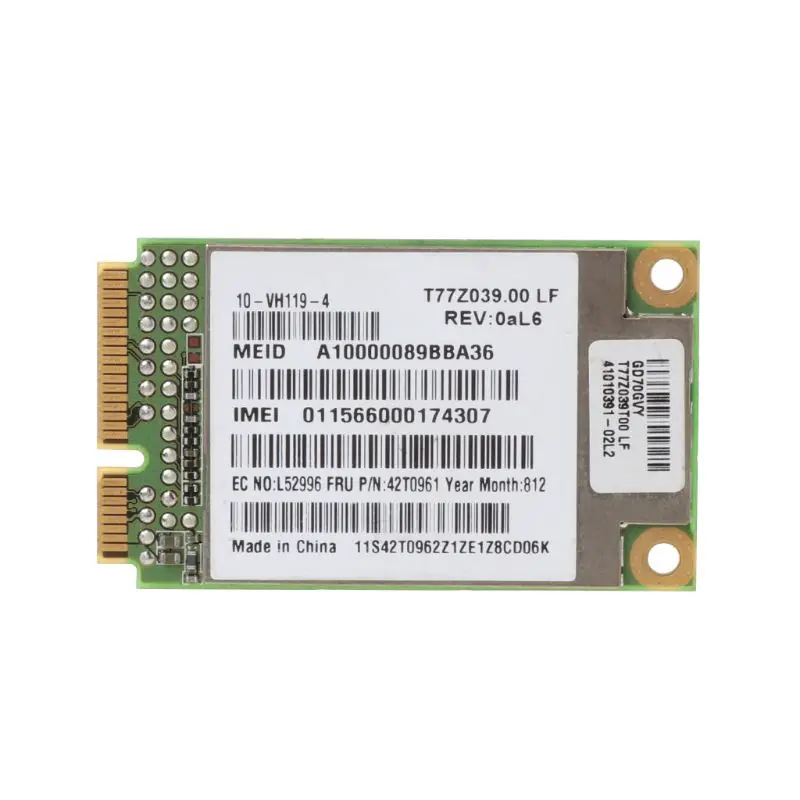 IBM for Thinkpad GOBI1000 X200 X301 T400 T500 W500 3G WWAN Card 42T0961 UNDP1
IBM for Thinkpad GOBI1000 X200 X301 T400 T500 W500 3G WWAN Card 42T0961 UNDP1