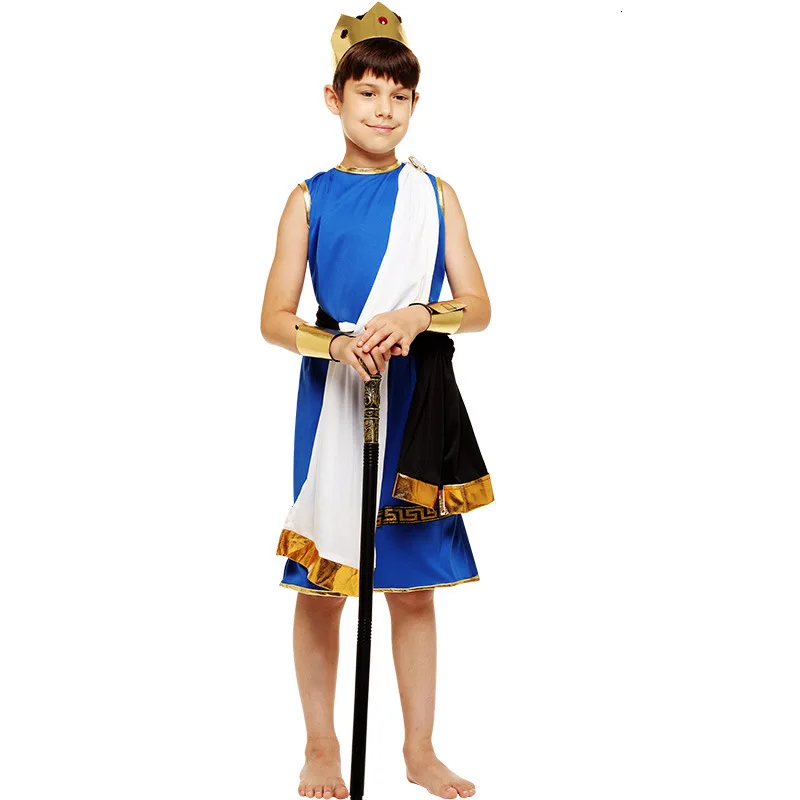 

Карнавальные костюмы на Хэллоуин для маленького мальчика, Костюм Короля, Бога Зевса, детская одежда для косплея в стиле Фэнтези, вместе с платьем