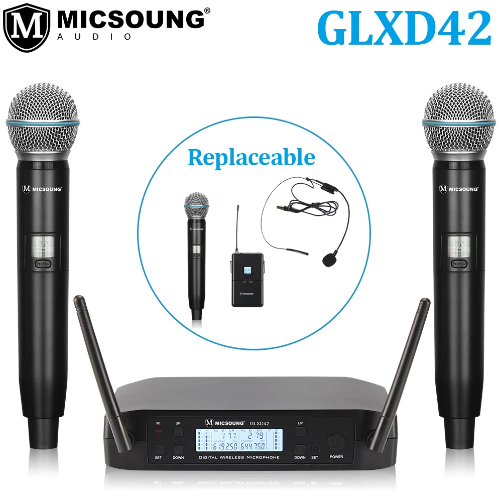 GLXD24 GLXD42Professional UHF Wireless Microphone System Beta58a Handheld Mic Dual Channels Cordless Digital Receiver For Church
GLXD24 GLXD42Professional UHF Wireless Microphone System Beta58a Handheld Mic Dual Channels Cordless Digital Receiver For Church
