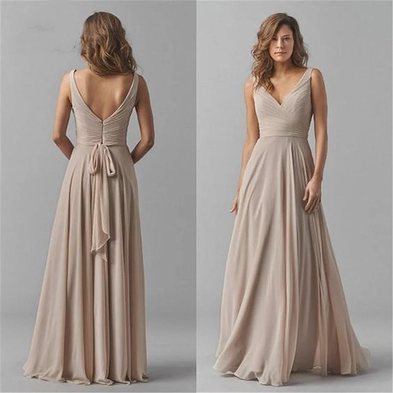 2021 Chiffon Bridesmaid Dresses V-Neck Pleat Sleeveless Wedding Party Dress Champagne Prom Dresses New robe de bal femme longue
2021 Chiffon Bridesmaid Dresses V-Neck Pleat Sleeveless Wedding Party Dress Champagne Prom Dresses New robe de bal femme longue