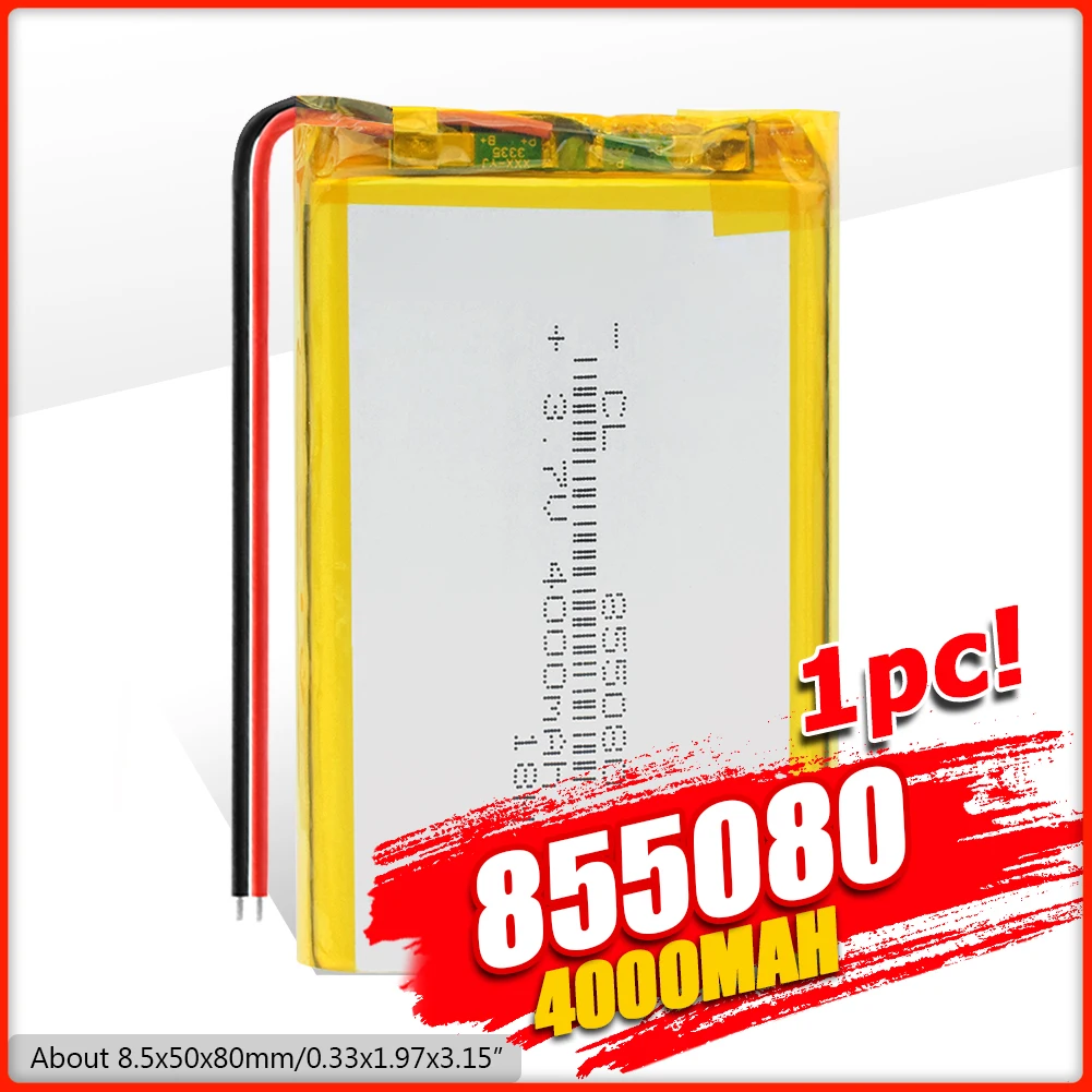 YCDC 3.7v li po li-ion batteries 3 7 v polymer Rechargeable battery 855080 4000mAh For MP4 MP5 Tablet GPS DVD PDA MID BT Speaker
YCDC 3.7v li po li-ion batteries 3 7 v polymer Rechargeable battery 855080 4000mAh For MP4 MP5 Tablet GPS DVD PDA MID BT Speaker