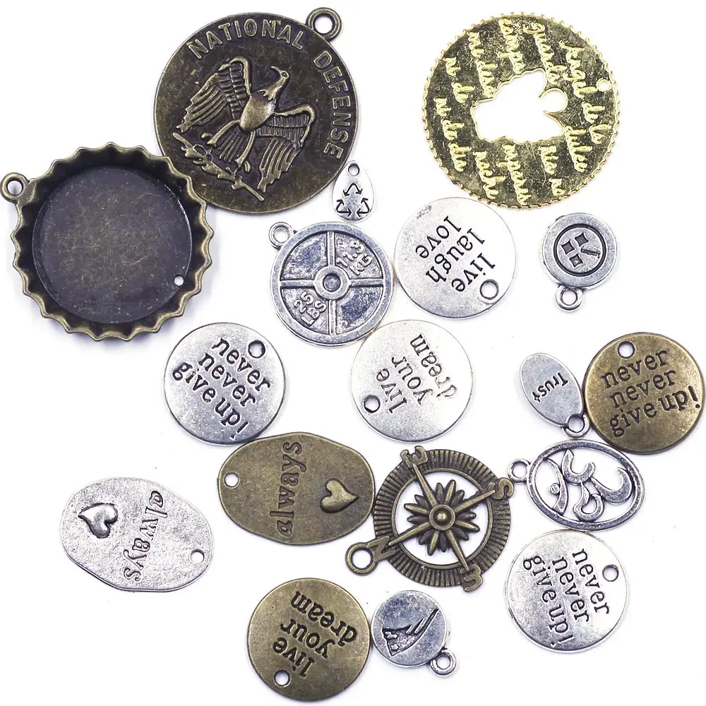 20g Random Pendants Words Heart Angle Compass Beer Cap Round For Charm Bracelets Metal Handmade Jewelry DIY Finding
20g Random Pendants Words Heart Angle Compass Beer Cap Round For Charm Bracelets Metal Handmade Jewelry DIY Finding