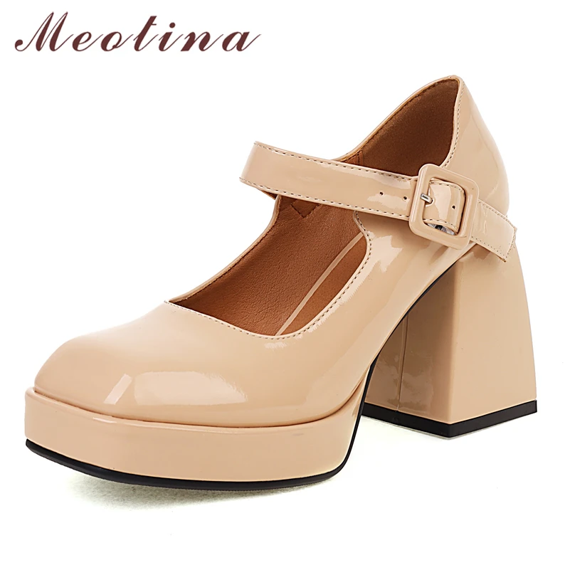 Meotina Women PU Leather Thick Heels Causal Pumps Buckle Strap Super High Heel Ladies Footwear Spring Loafers Shoes Wine Red 43
Meotina Women PU Leather Thick Heels Causal Pumps Buckle Strap Super High Heel Ladies Footwear Spring Loafers Shoes Wine Red 43