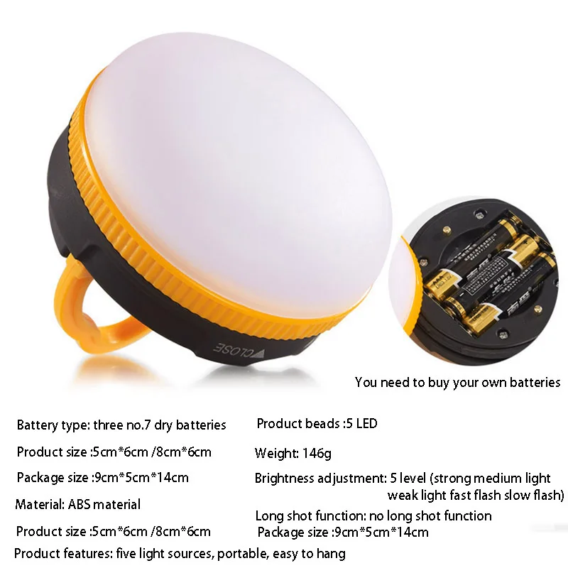 Outdoor Camping Lantern Portable Survival Hiking Tent LED Light Campsite Hanging Lamp Emergency Adjustable And Durable | Спорт и