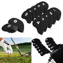 10pcs/Set Golf Head Covers Club Iron Protector Neoprene Headcover Golf Accessory Black Golfer Light Gift For Kids Children New