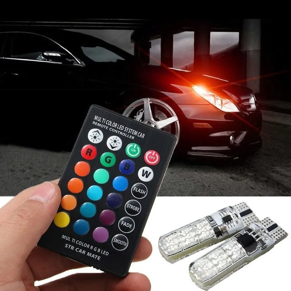 2x T10 5050 W5W Car Interior Dome Reading Light Atmosphere Side Flash Strobe Light 6SMD Car LED Signal Light Remote Control RGB
2x T10 5050 W5W Car Interior Dome Reading Light Atmosphere Side Flash Strobe Light 6SMD Car LED Signal Light Remote Control RGB