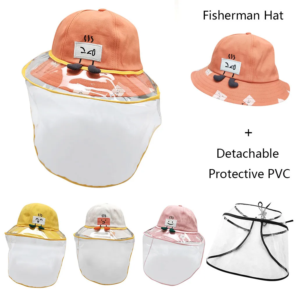 Children's Outdoor Cartoon Baby Hat Anti-spitting Protective Hat Dustproof Cover Kids Boys Girls Fisherman Cap Hat A Cap
