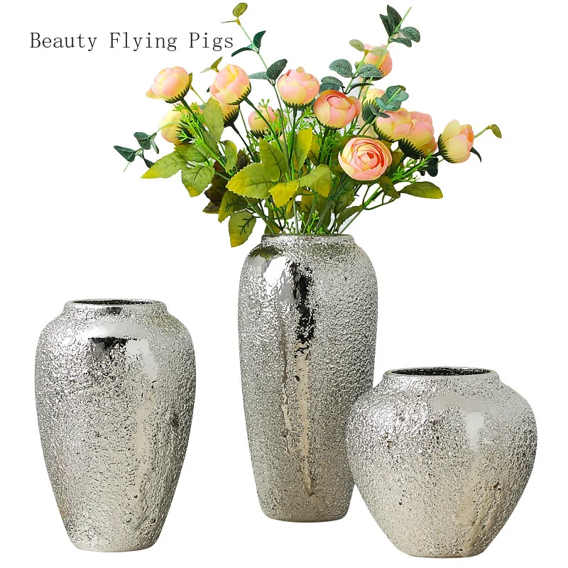 3Pcs Direct sales modern home TV cabinet wine cabinet decorations vase flower insert creative ceramic art silver plated display
3Pcs Direct sales modern home TV cabinet wine cabinet decorations vase flower insert creative ceramic art silver plated display