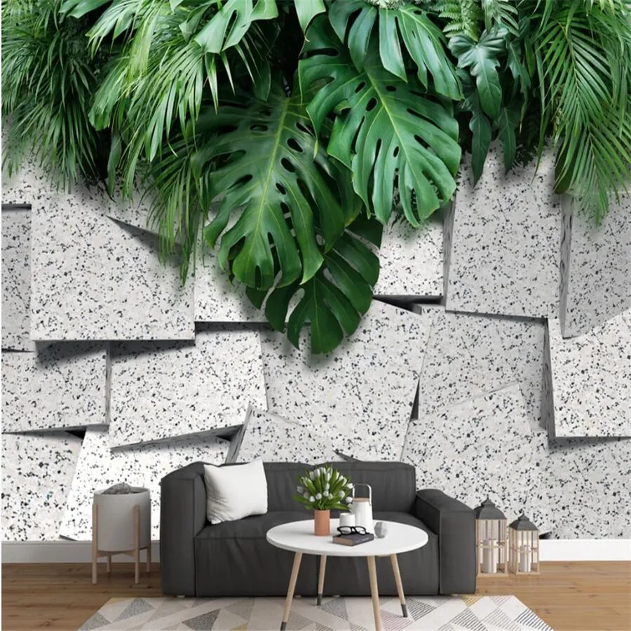 

Milofi custom 3D wallpaper mural 3d three-dimensional abstract space green plant background wall for living room bedroom decorat