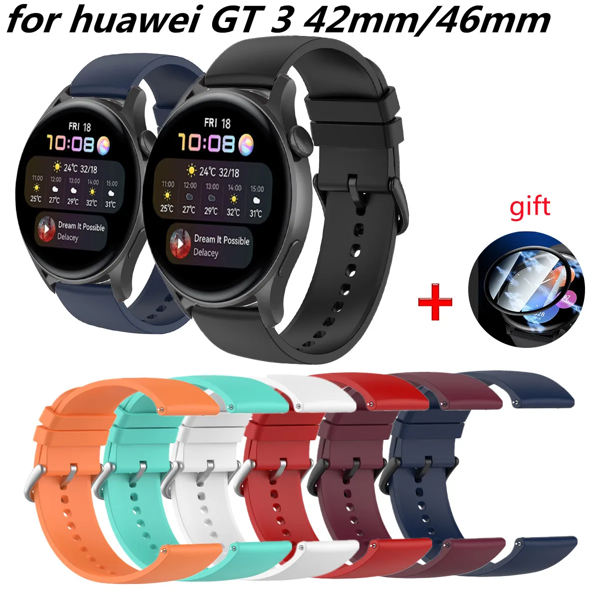 Ремешок силиконовый для Huawei GT3 46 мм 22 мм, сменный Браслет для смарт-часов Huawei Watch gt 3 42 мм
Ремешок силиконовый для Huawei GT3 46 мм 22 мм, сменный Браслет для смарт-часов Huawei Watch gt 3 42 мм