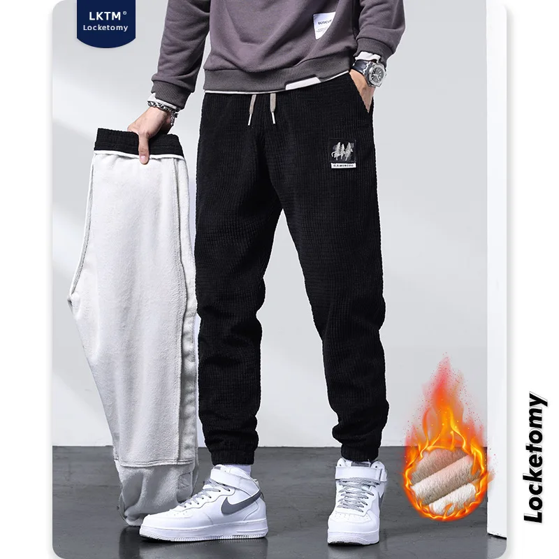 New Men's Trousers Plus Velvet Thick Corduroy Casual Pants Ins Fashion Brand Loose Feet Waffle Warm Pants Male спортивные штаны
New Men's Trousers Plus Velvet Thick Corduroy Casual Pants Ins Fashion Brand Loose Feet Waffle Warm Pants Male спортивные штаны